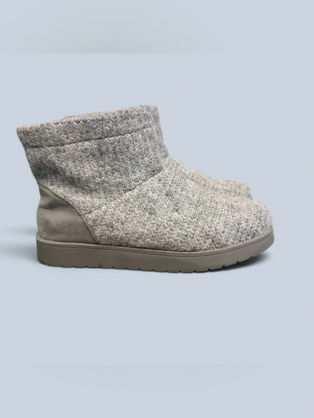 FALLS CREEK  Gray Knit Platform Pull On Cold Weather Casual Boots Size 9